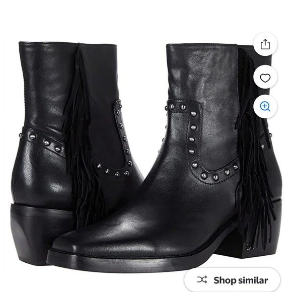 Sam Edelman Bernie Fringe Ankle Booties Black Leather Size 6 - Picture 2 of 6